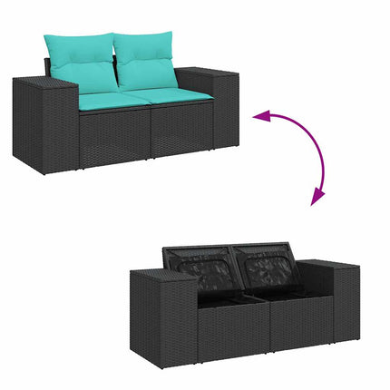 Tuinbank 2-Zits Met Kussens Poly Rattan