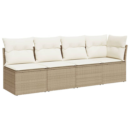 Tuinbank 4-Zits Met Kussens Poly Rattan