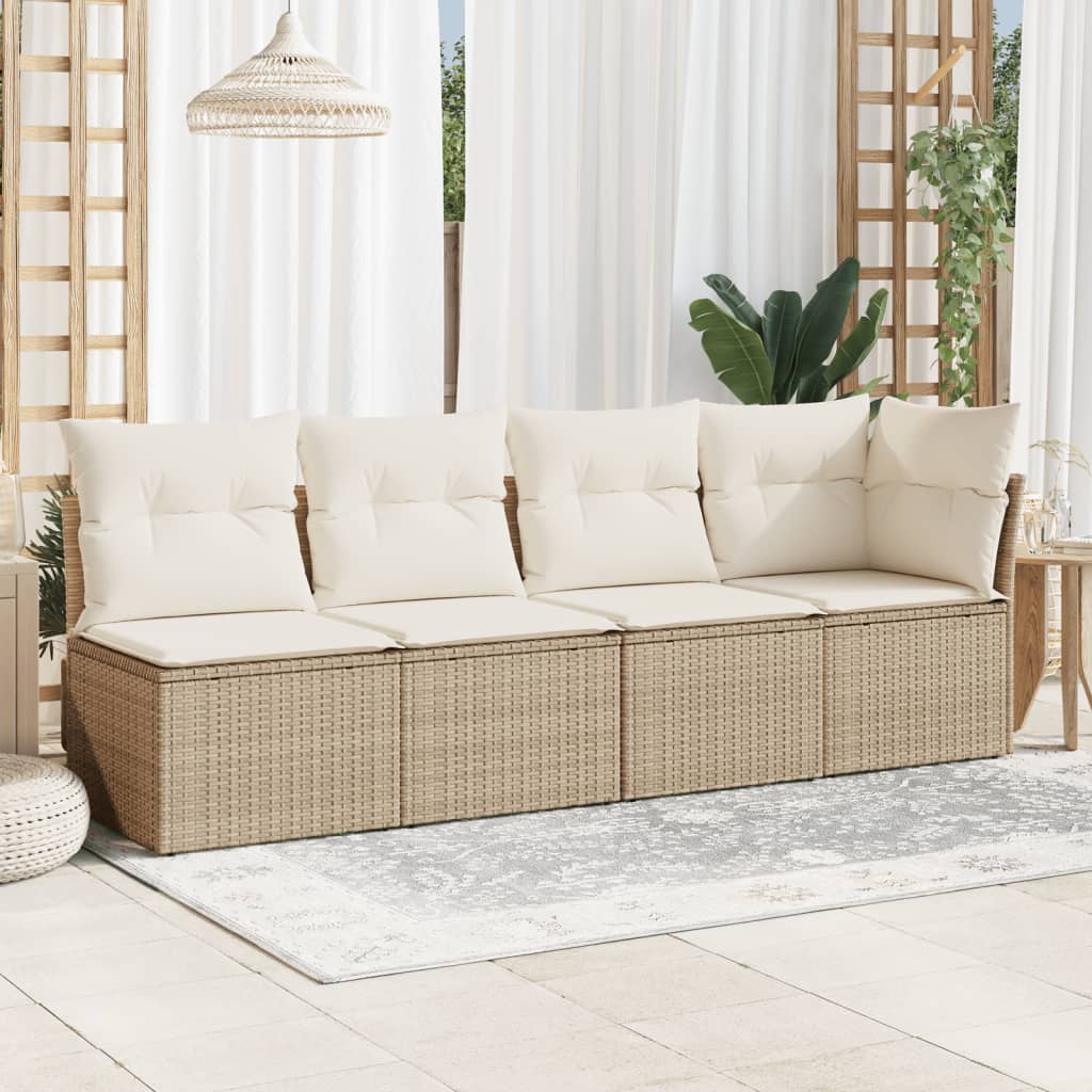 Tuinbank 4-Zits Met Kussens Poly Rattan