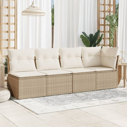 Tuinbank 4-Zits Met Kussens Poly Rattan