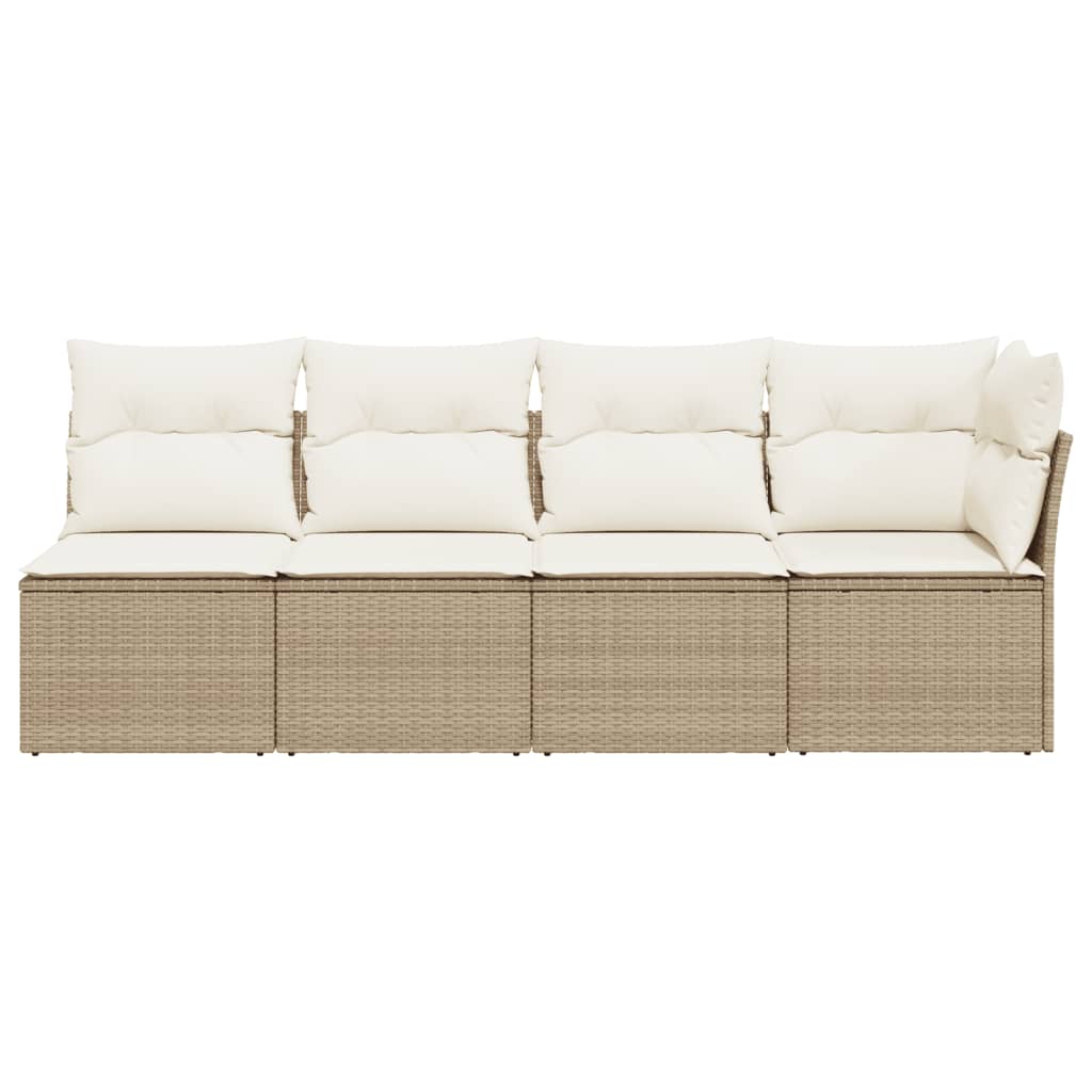 Tuinbank 4-Zits Met Kussens Poly Rattan