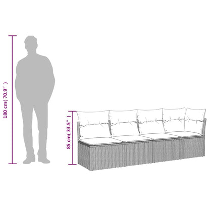 Tuinbank 4-Zits Met Kussens Poly Rattan