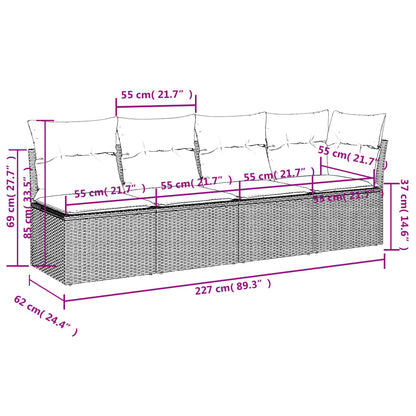 Tuinbank 4-Zits Met Kussens Poly Rattan
