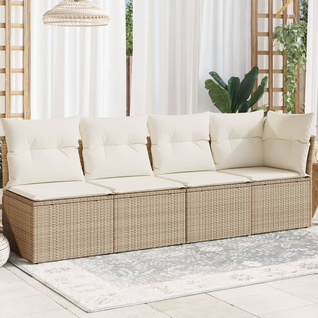 Tuinbank 4-Zits Met Kussens Poly Rattan