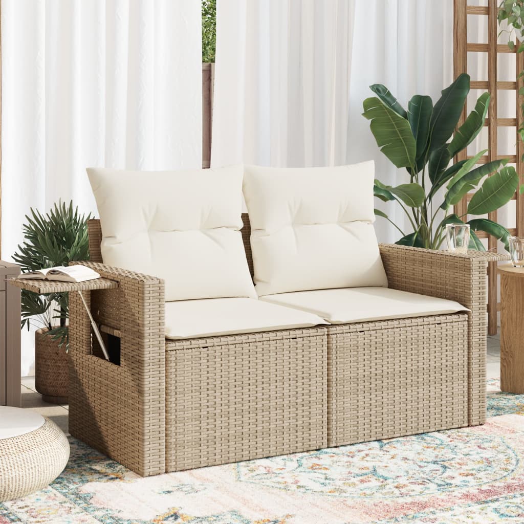 Tuinbank 2-Zits Met Kussens Poly Rattan