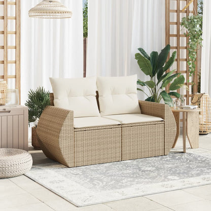 Tuinbank 2-Zits Met Kussens Poly Rattan