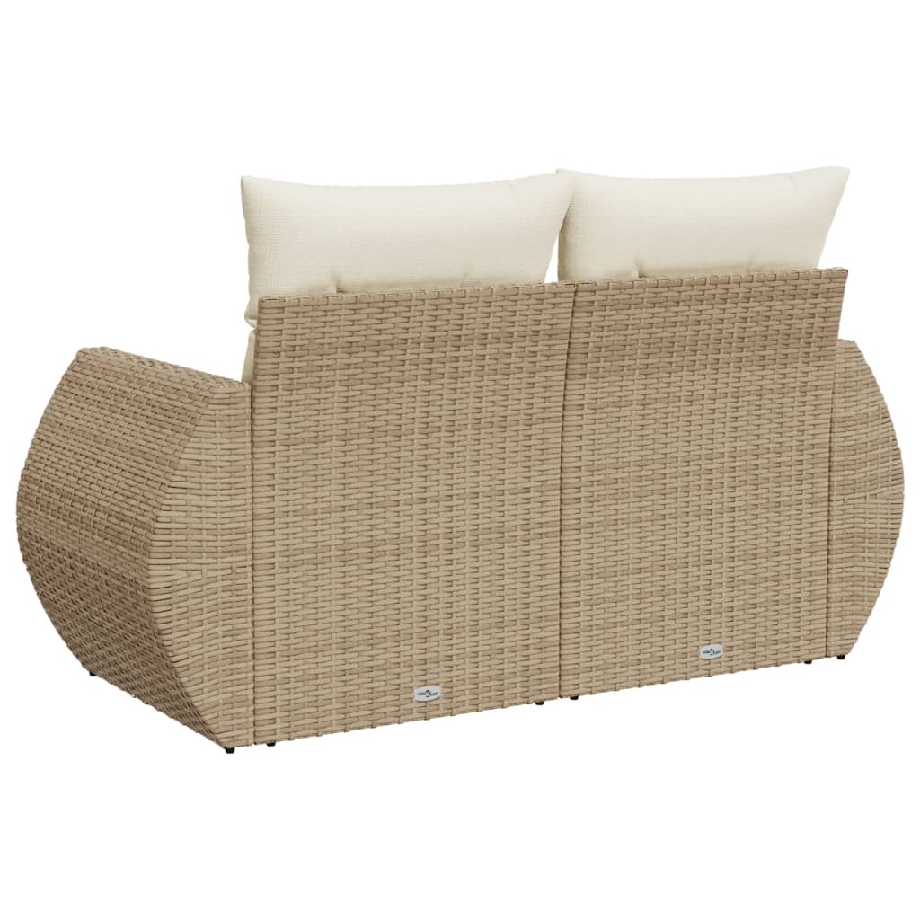 Tuinbank 2-Zits Met Kussens Poly Rattan