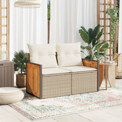 Tuinbank 2-Zits Met Kussens Poly Rattan