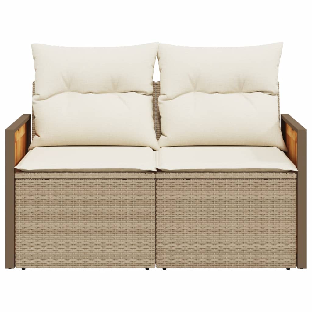 Tuinbank 2-Zits Met Kussens Poly Rattan