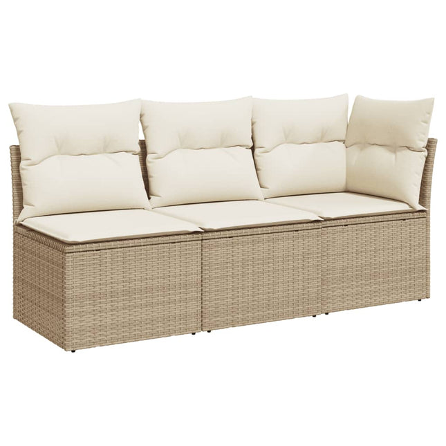 Tuinbank 3-Zits Met Kussens Poly Rattan