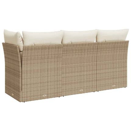 Tuinbank 3-Zits Met Kussens Poly Rattan