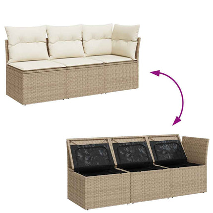Tuinbank 3-Zits Met Kussens Poly Rattan