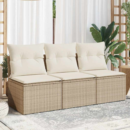 Tuinbank 3-Zits Met Kussens Poly Rattan