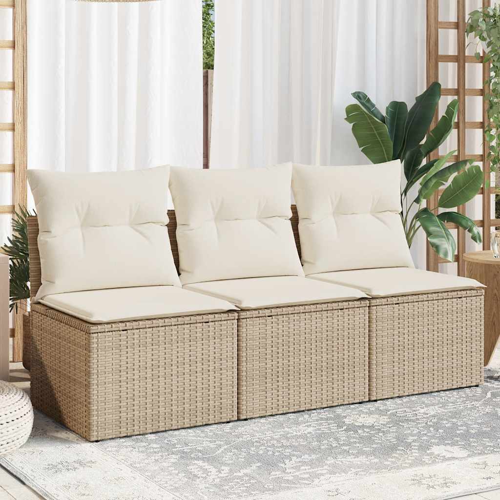 Tuinbank 3-Zits Met Kussens Poly Rattan