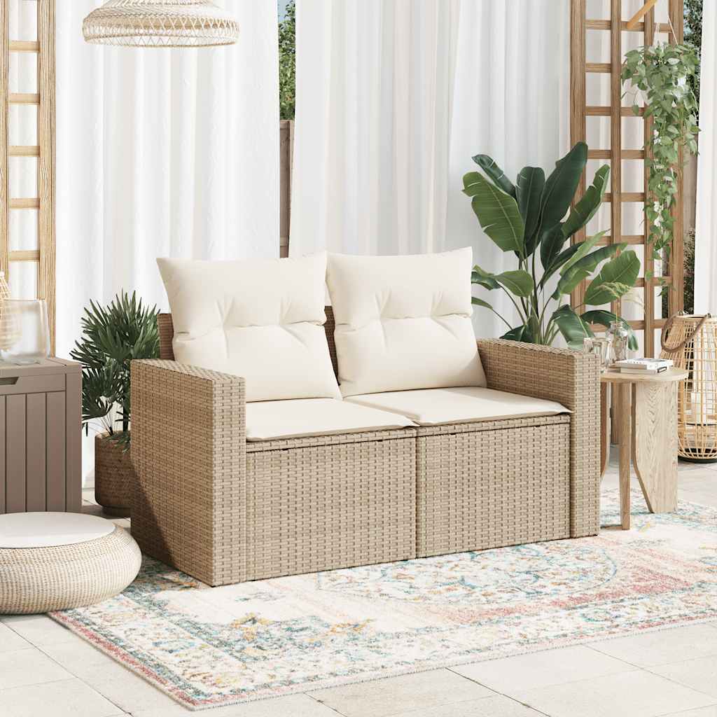 Tuinbank 2-Zits Met Kussens Poly Rattan