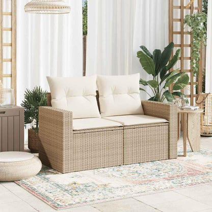 Tuinbank 2-Zits Met Kussens Poly Rattan