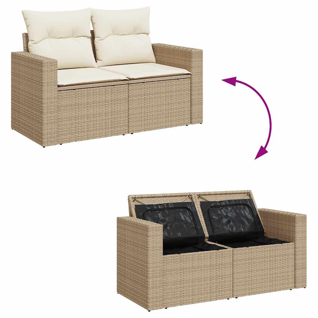 Tuinbank 2-Zits Met Kussens Poly Rattan