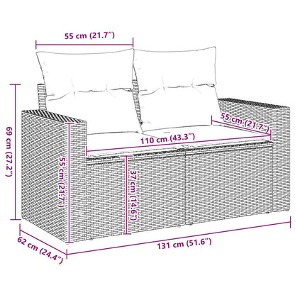 Tuinbank 2-Zits Met Kussens Poly Rattan