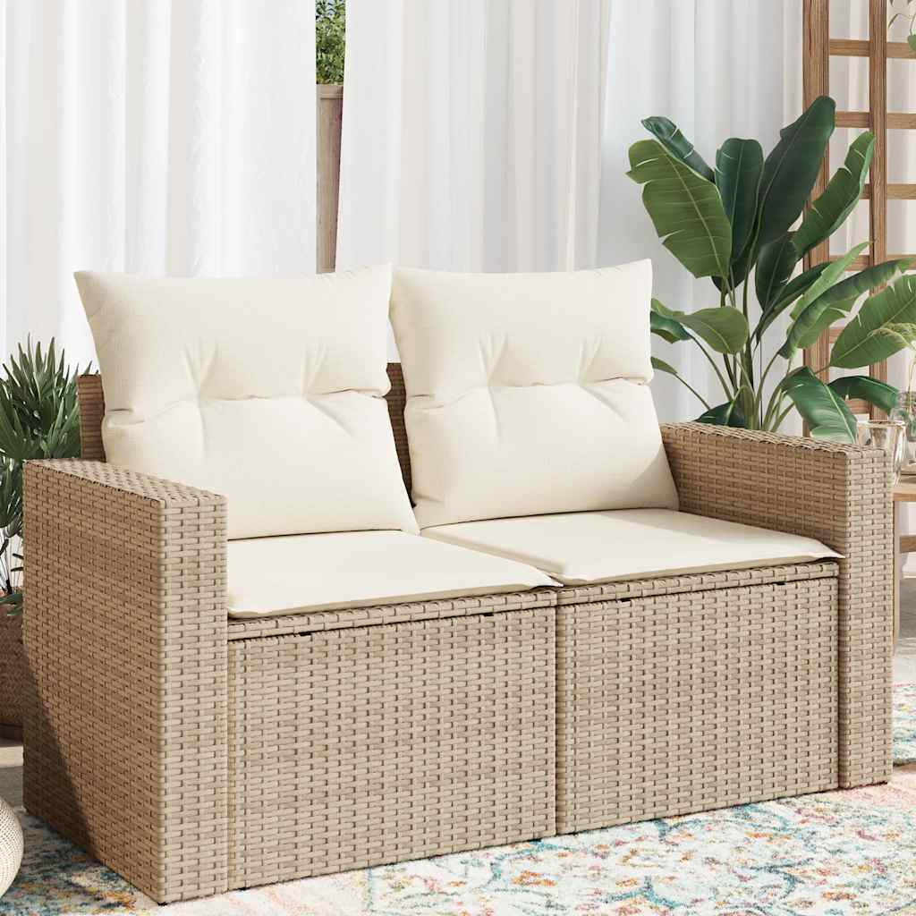 Tuinbank 2-Zits Met Kussens Poly Rattan