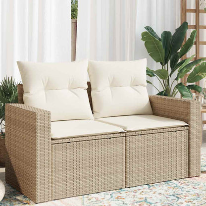 Tuinbank 2-Zits Met Kussens Poly Rattan