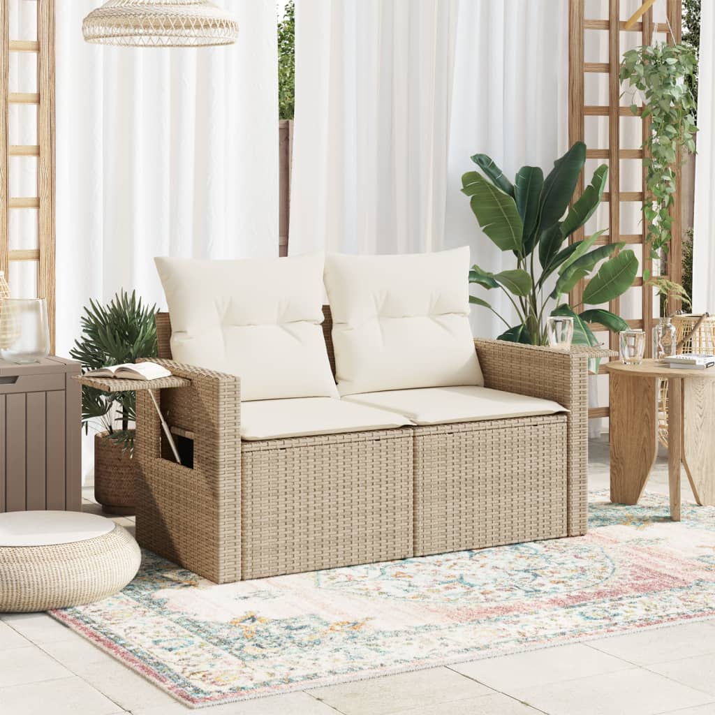Tuinbank 2-Zits Met Kussens Poly Rattan