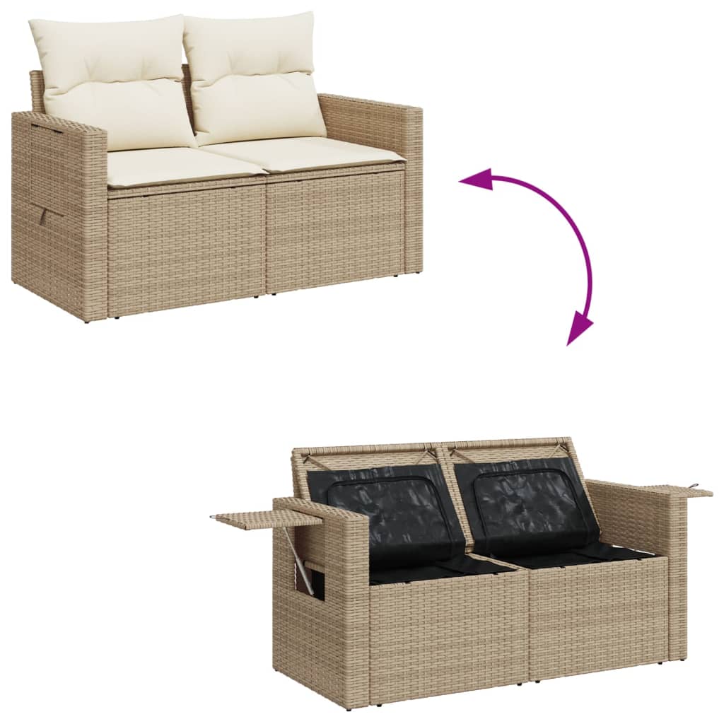 Tuinbank 2-Zits Met Kussens Poly Rattan