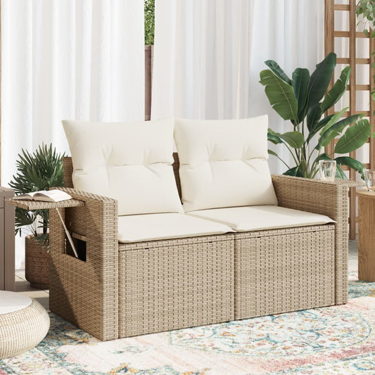 Tuinbank 2-Zits Met Kussens Poly Rattan