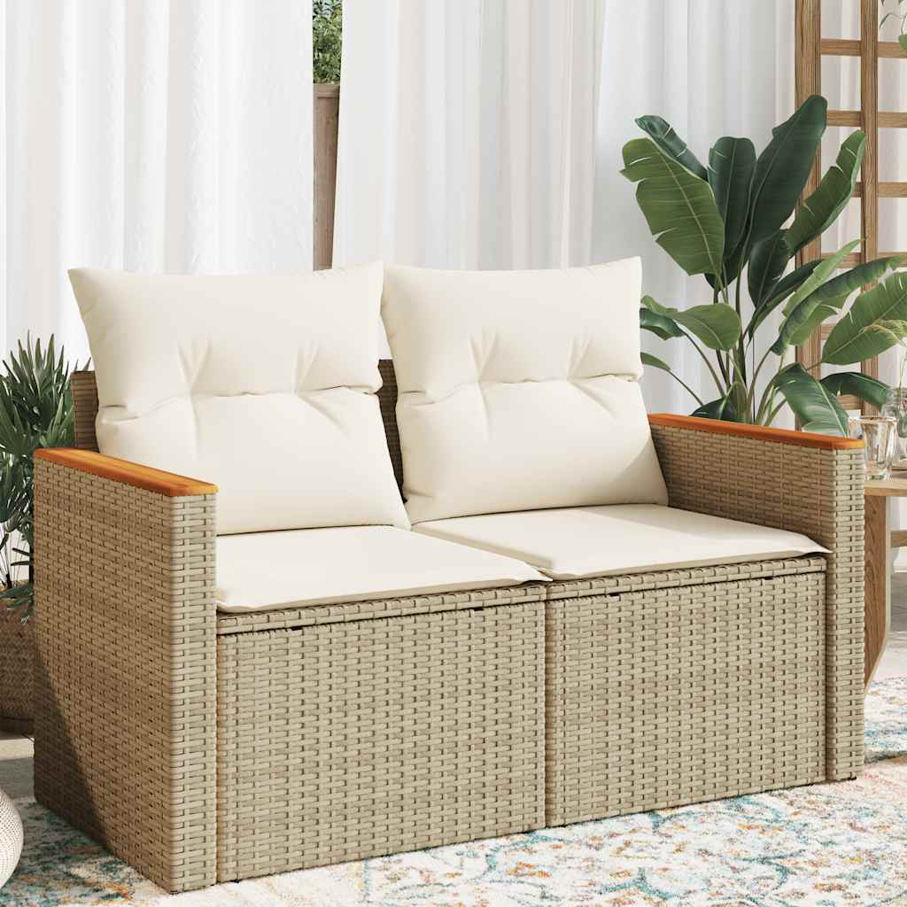 Tuinbank 2-Zits Met Kussens Poly Rattan