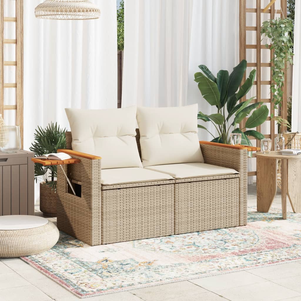 Tuinbank 2-Zits Met Kussens Poly Rattan
