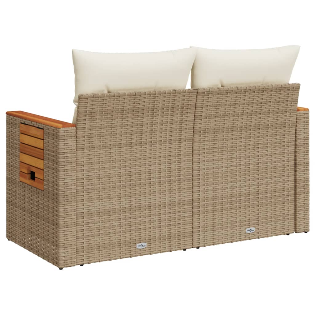 Tuinbank 2-Zits Met Kussens Poly Rattan