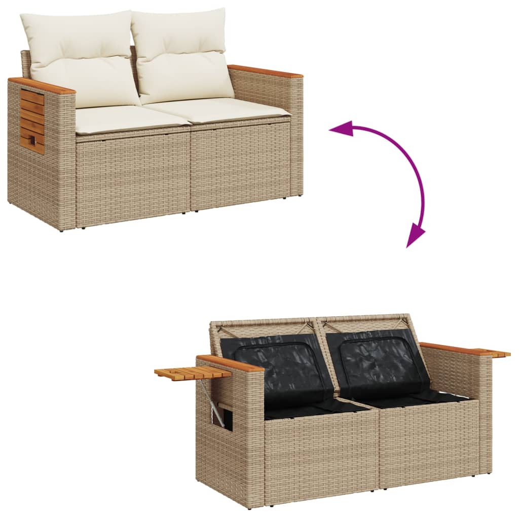 Tuinbank 2-Zits Met Kussens Poly Rattan