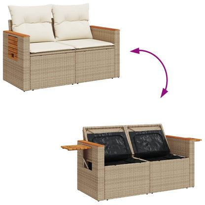 Tuinbank 2-Zits Met Kussens Poly Rattan
