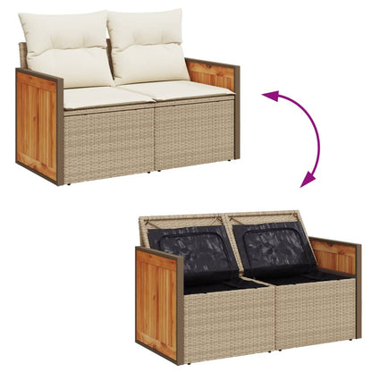 Tuinbank 2-Zits Met Kussens Poly Rattan