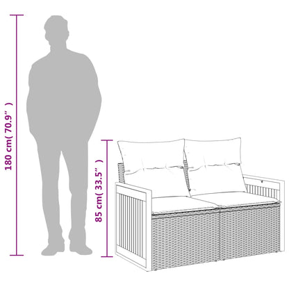 Tuinbank 2-Zits Met Kussens Poly Rattan