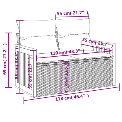 Tuinbank 2-Zits Met Kussens Poly Rattan