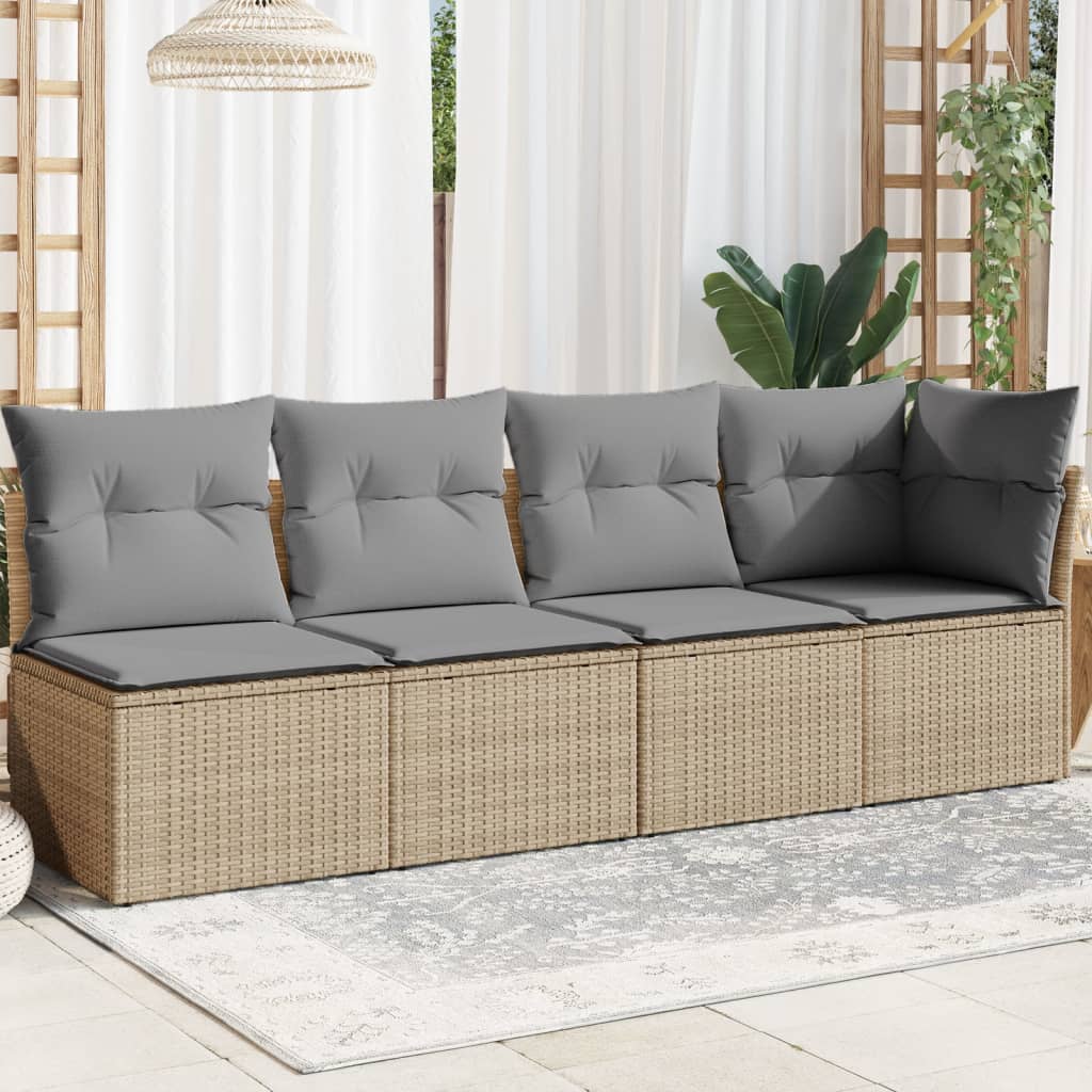 Tuinbank 4-Zits Met Kussens Poly Rattan
