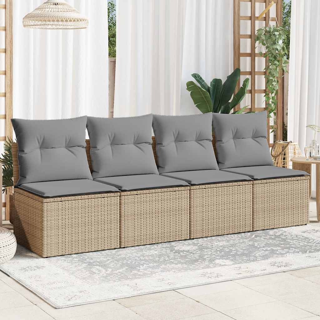 Tuinbank 4-Zits Met Kussens Poly Rattan