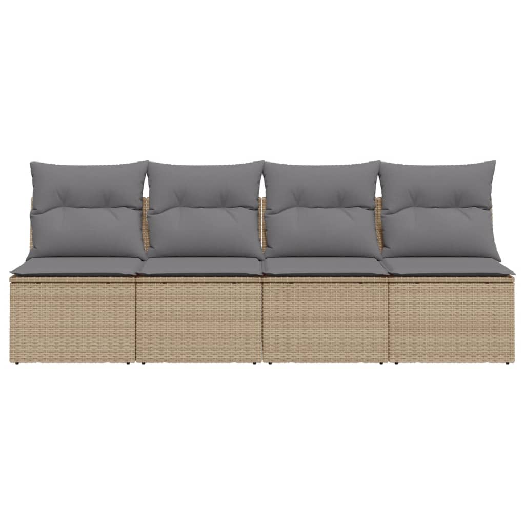 Tuinbank 4-Zits Met Kussens Poly Rattan