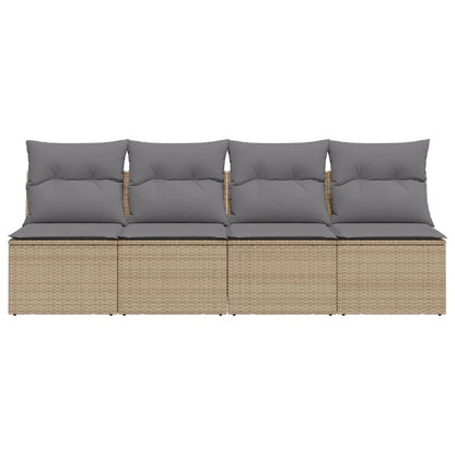 Tuinbank 4-Zits Met Kussens Poly Rattan