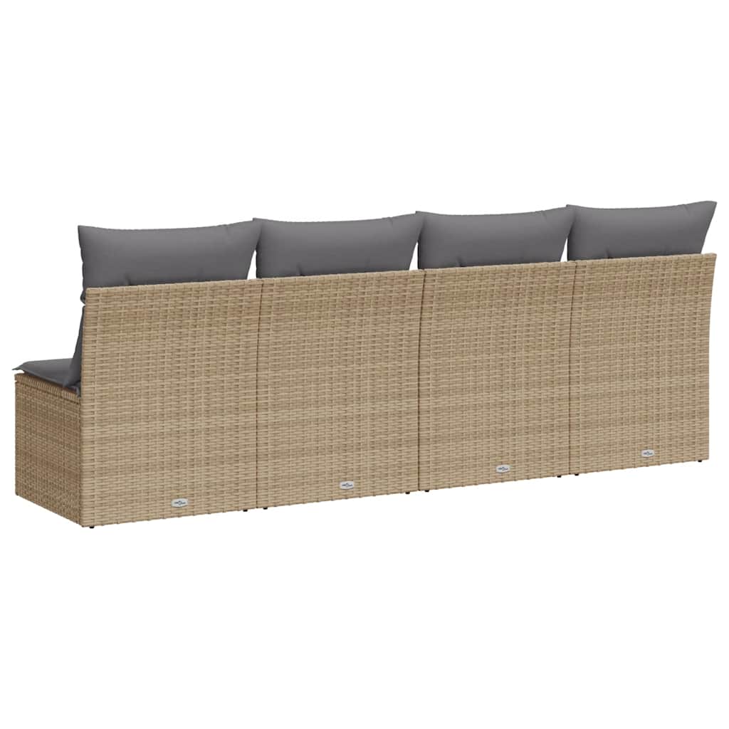 Tuinbank 4-Zits Met Kussens Poly Rattan