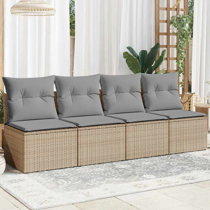 Tuinbank 4-Zits Met Kussens Poly Rattan