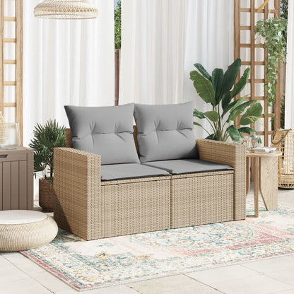 Tuinbank 2-Zits Met Kussens Poly Rattan