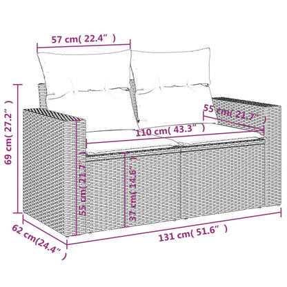 Tuinbank 2-Zits Met Kussens Poly Rattan