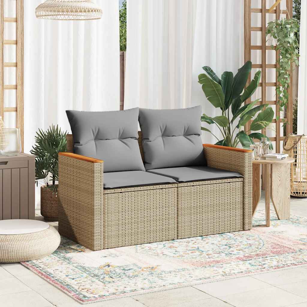 Tuinbank 2-Zits Met Kussens Poly Rattan