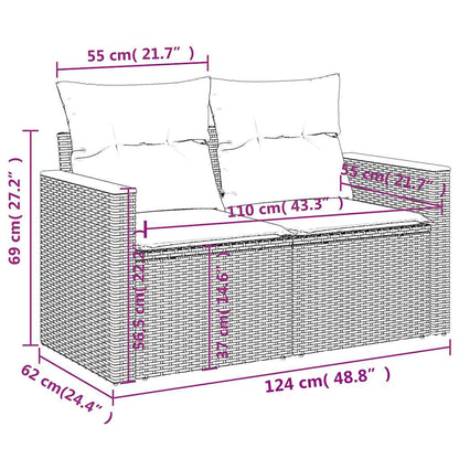 Tuinbank 2-Zits Met Kussens Poly Rattan