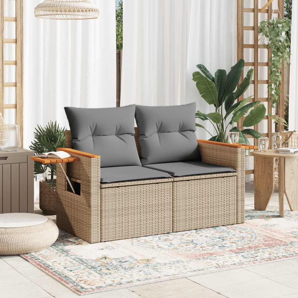 Tuinbank 2-Zits Met Kussens Poly Rattan