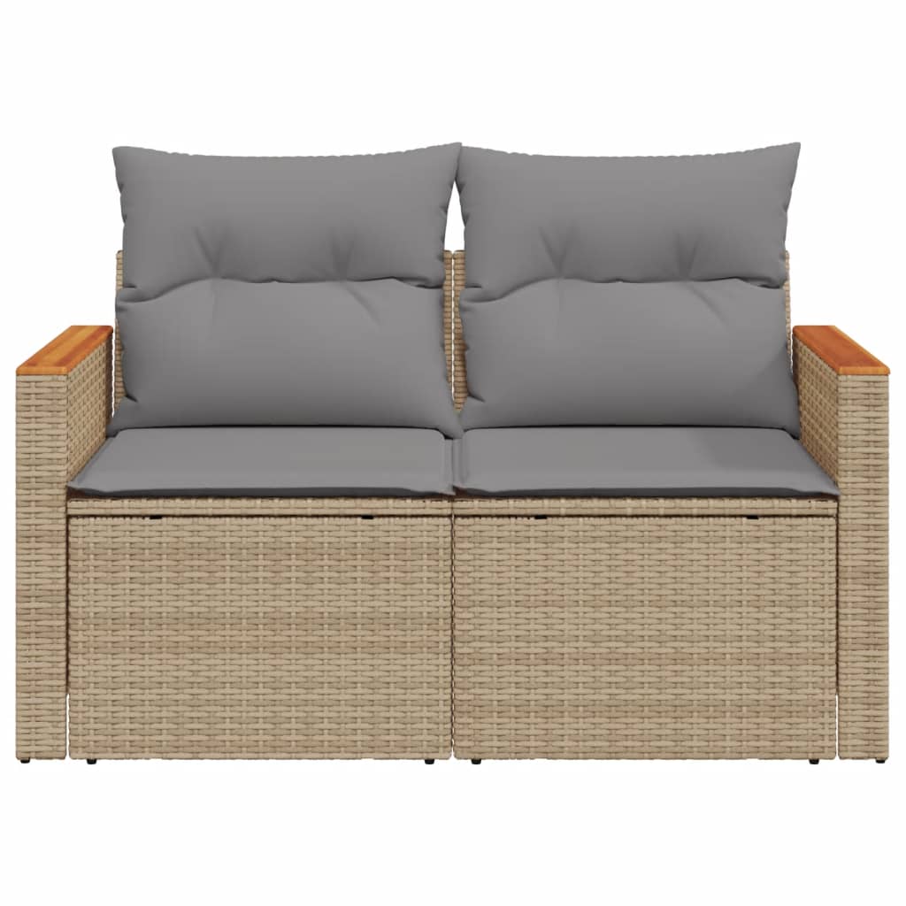 Tuinbank 2-Zits Met Kussens Poly Rattan