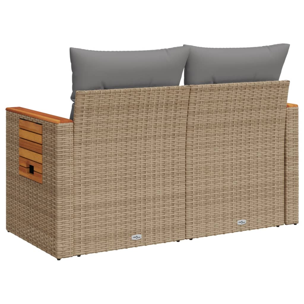 Tuinbank 2-Zits Met Kussens Poly Rattan