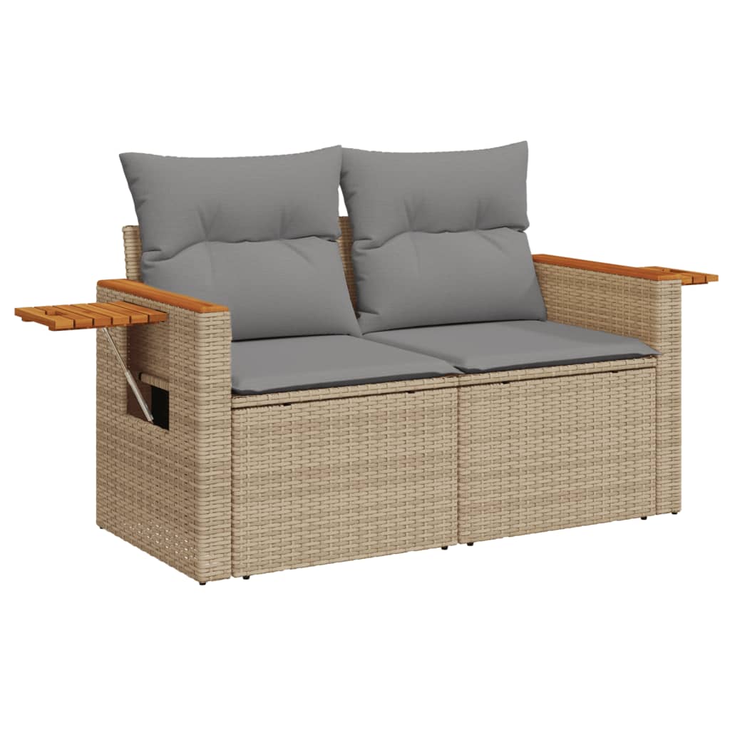 Tuinbank 2-Zits Met Kussens Poly Rattan