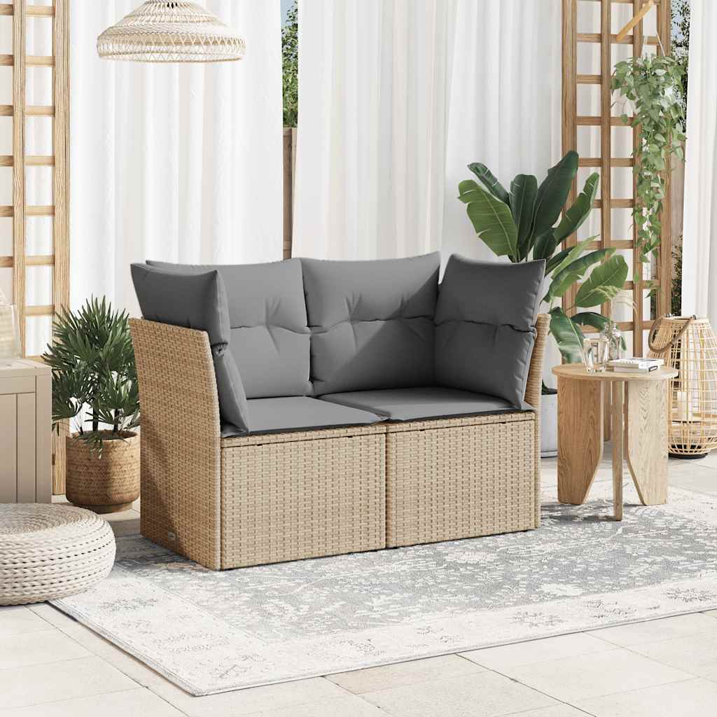 Tuinbank 2-Zits Met Kussens Poly Rattan